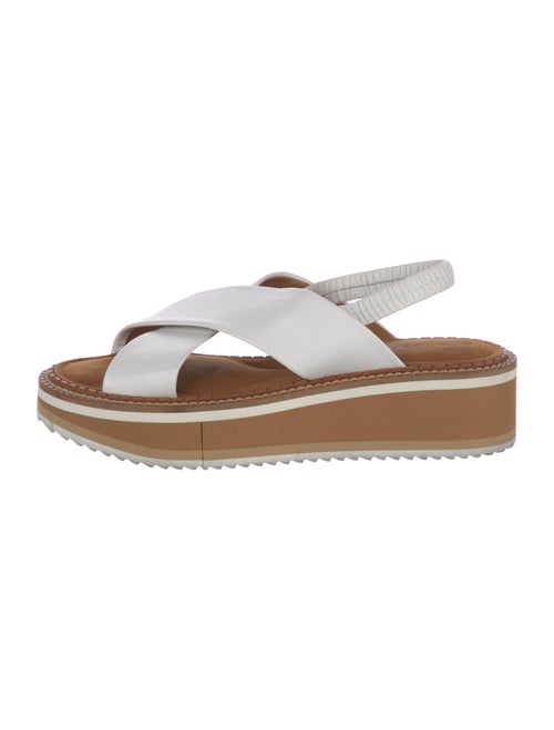 Robert Clergerie Leather Colorblock Pattern Slingback Sandals