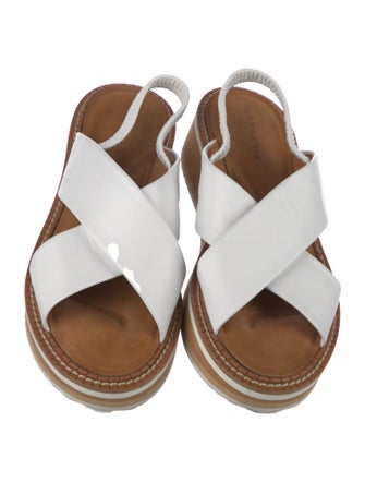 Robert Clergerie Leather Colorblock Pattern Slingback Sandals