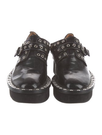Robert Clergerie Patent Leather Eyelet Trim Oxfords