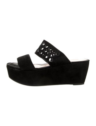 Robert Clergerie Suede Lasercut Accents Slides