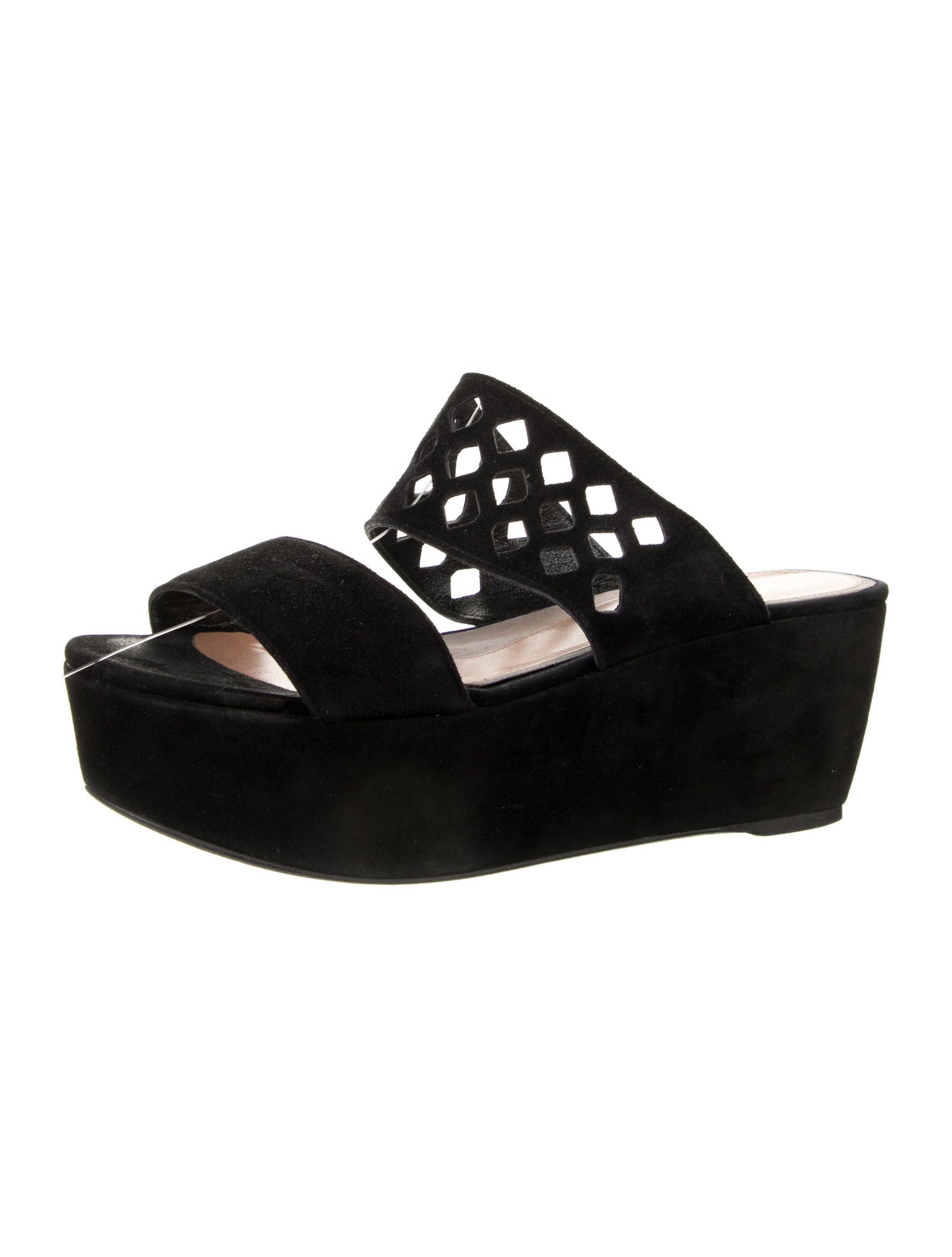 Robert Clergerie Suede Lasercut Accents Slides