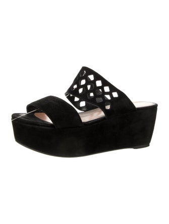 Robert Clergerie Suede Lasercut Accents Slides