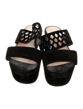 Robert Clergerie Suede Lasercut Accents Slides