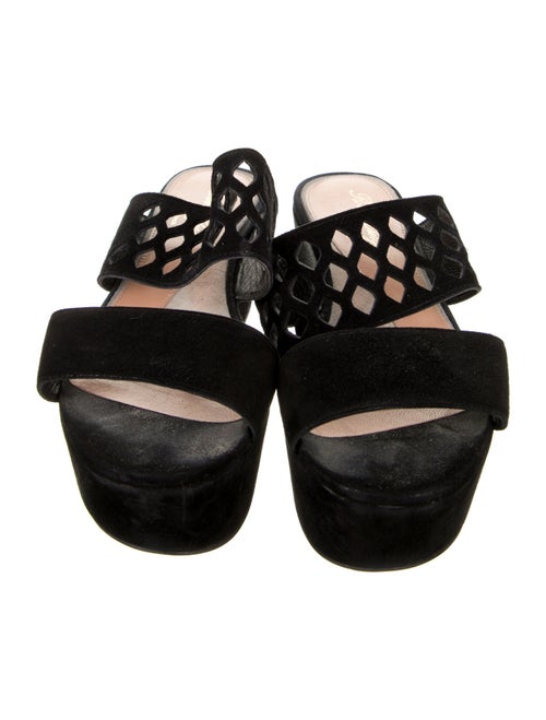 Robert Clergerie Suede Lasercut Accents Slides