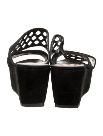 Robert Clergerie Suede Lasercut Accents Slides