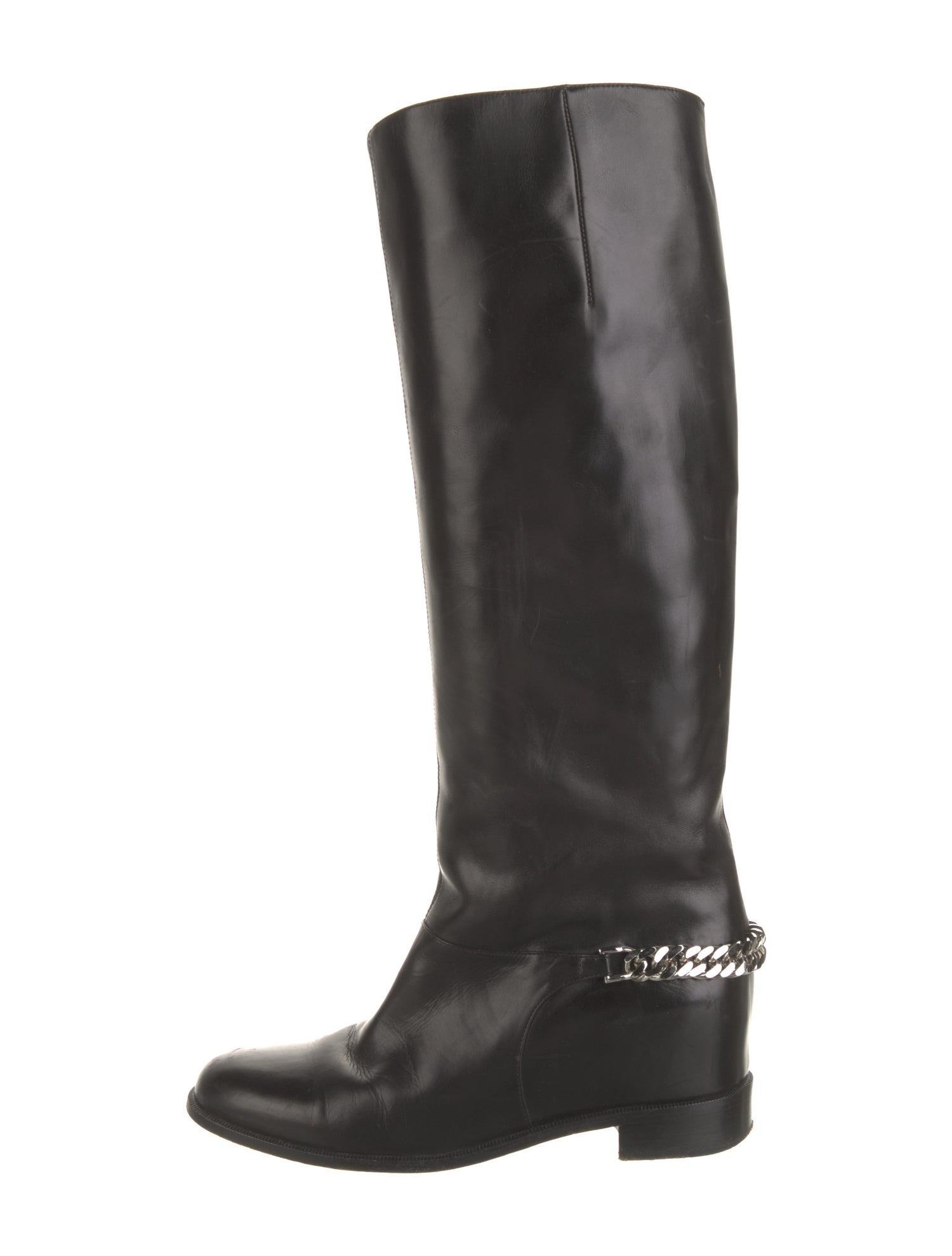 Robert Clergerie Leather Chain-Link Accents Riding Boots
