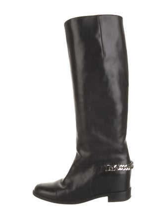 Robert Clergerie Leather Chain-Link Accents Riding Boots