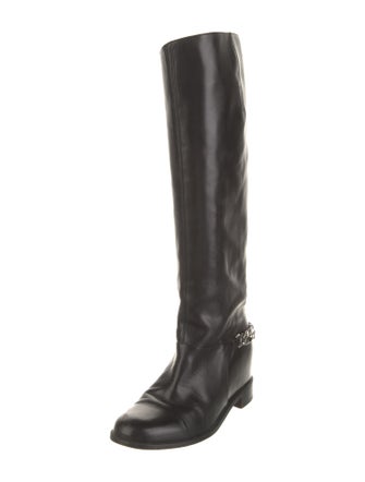 Robert Clergerie Leather Chain-Link Accents Riding Boots