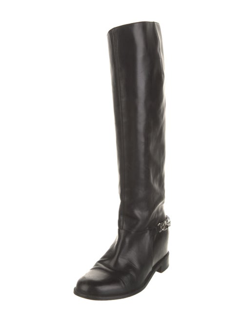 Robert Clergerie Leather Chain-Link Accents Riding Boots