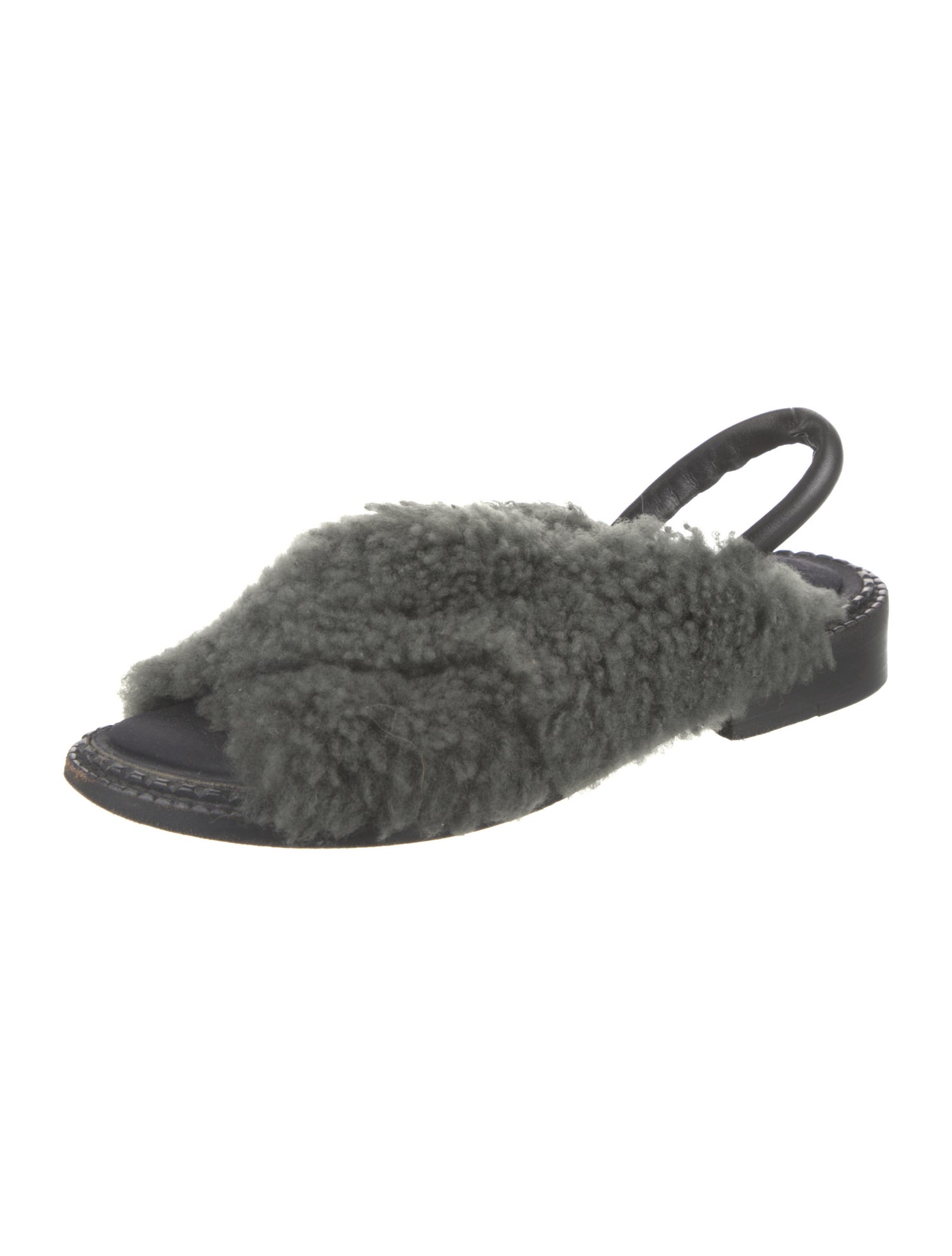 Robert Clergerie Shearling Slingback Sandals