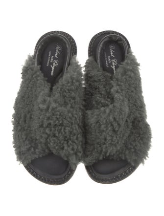 Robert Clergerie Shearling Slingback Sandals