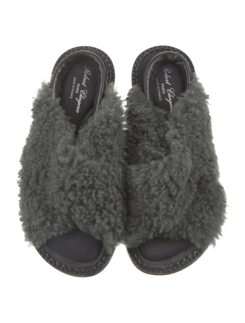 Robert Clergerie Shearling Slingback Sandals