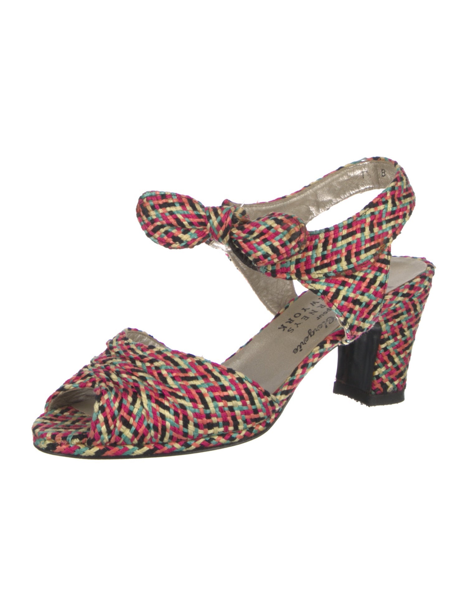 Robert Clergerie Printed Bow Accents Slingback Sandals