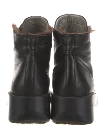 Robert Clergerie Leather Fur Trim Lace-Up Boots