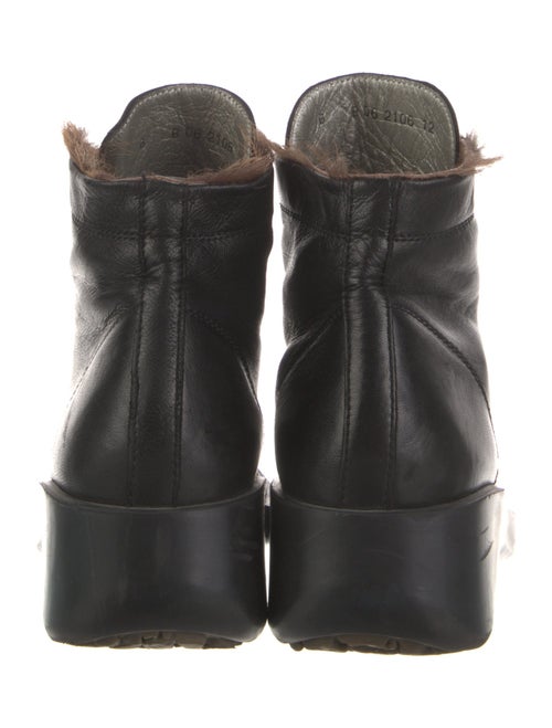 Robert Clergerie Leather Fur Trim Lace-Up Boots