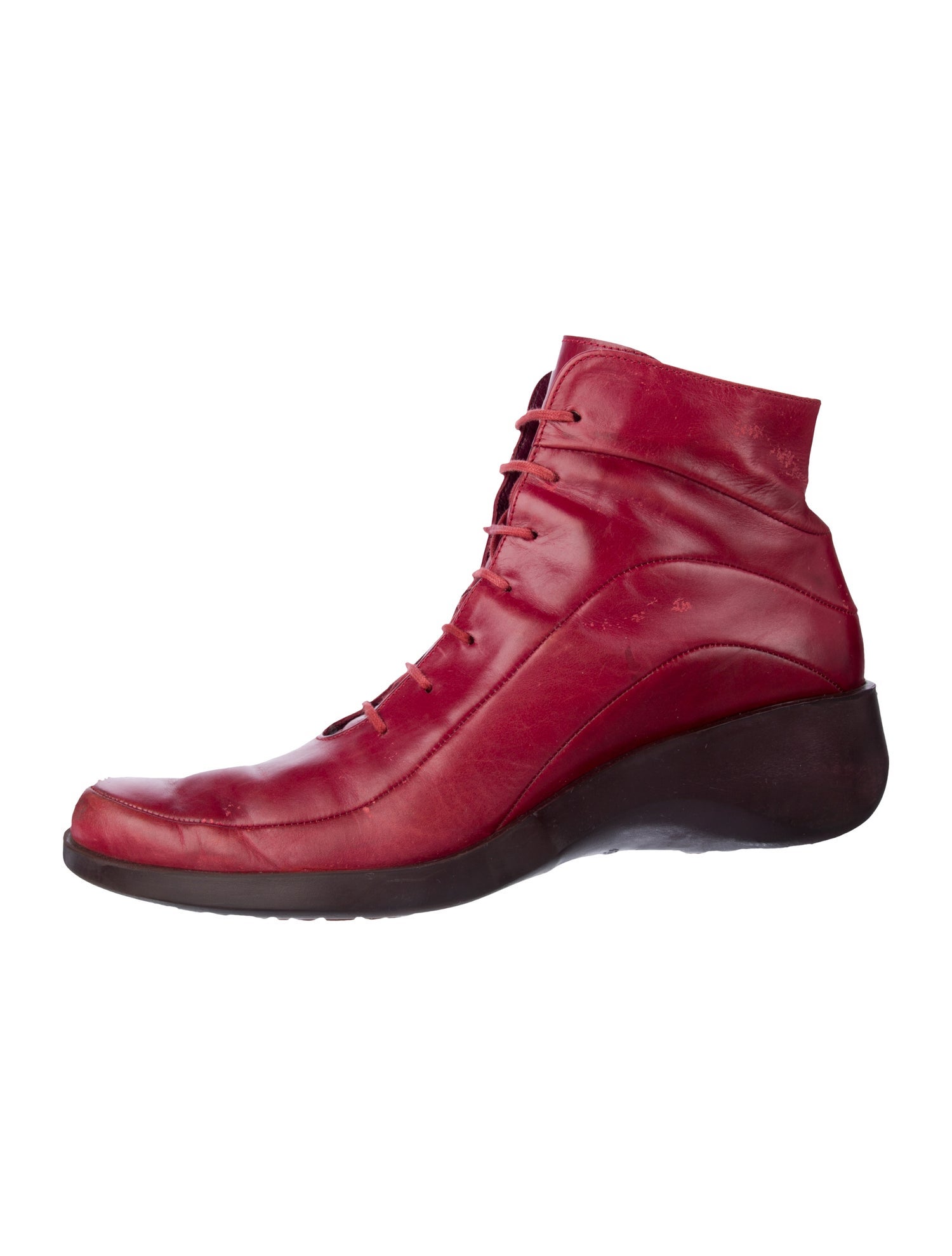 Robert Clergerie Leather Colorblock Pattern Lace-Up Boots