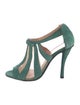 Robert Clergerie Suede Mesh Accents T-Strap Pumps