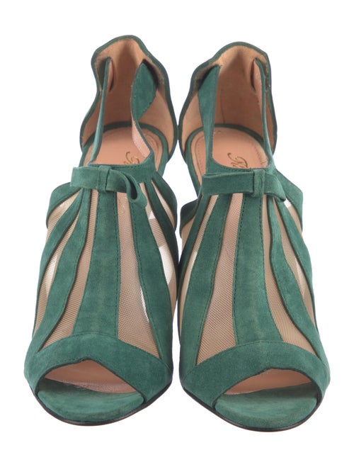 Robert Clergerie Suede Mesh Accents T-Strap Pumps