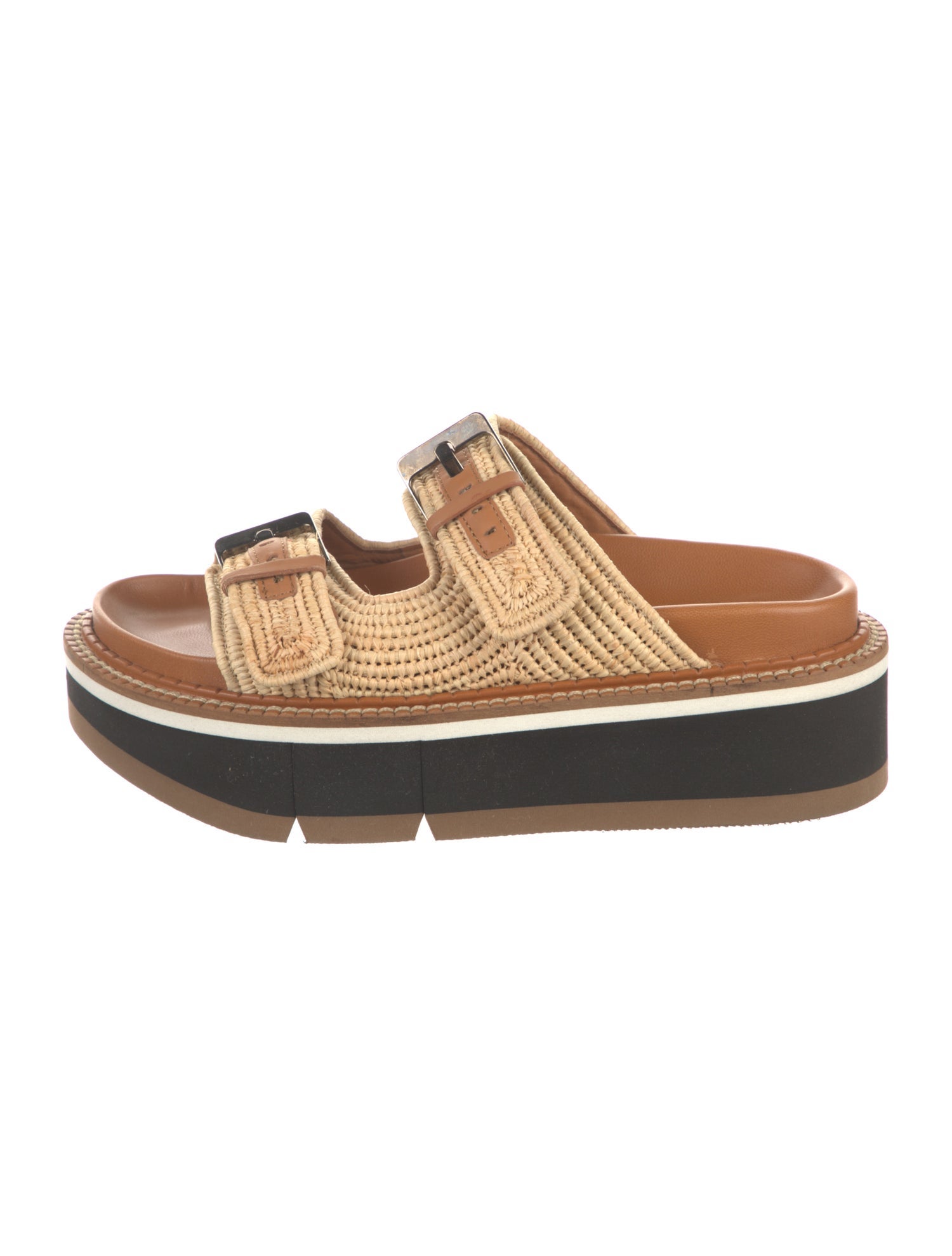 Robert Clergerie Straw Colorblock Pattern Slides w/ Tags