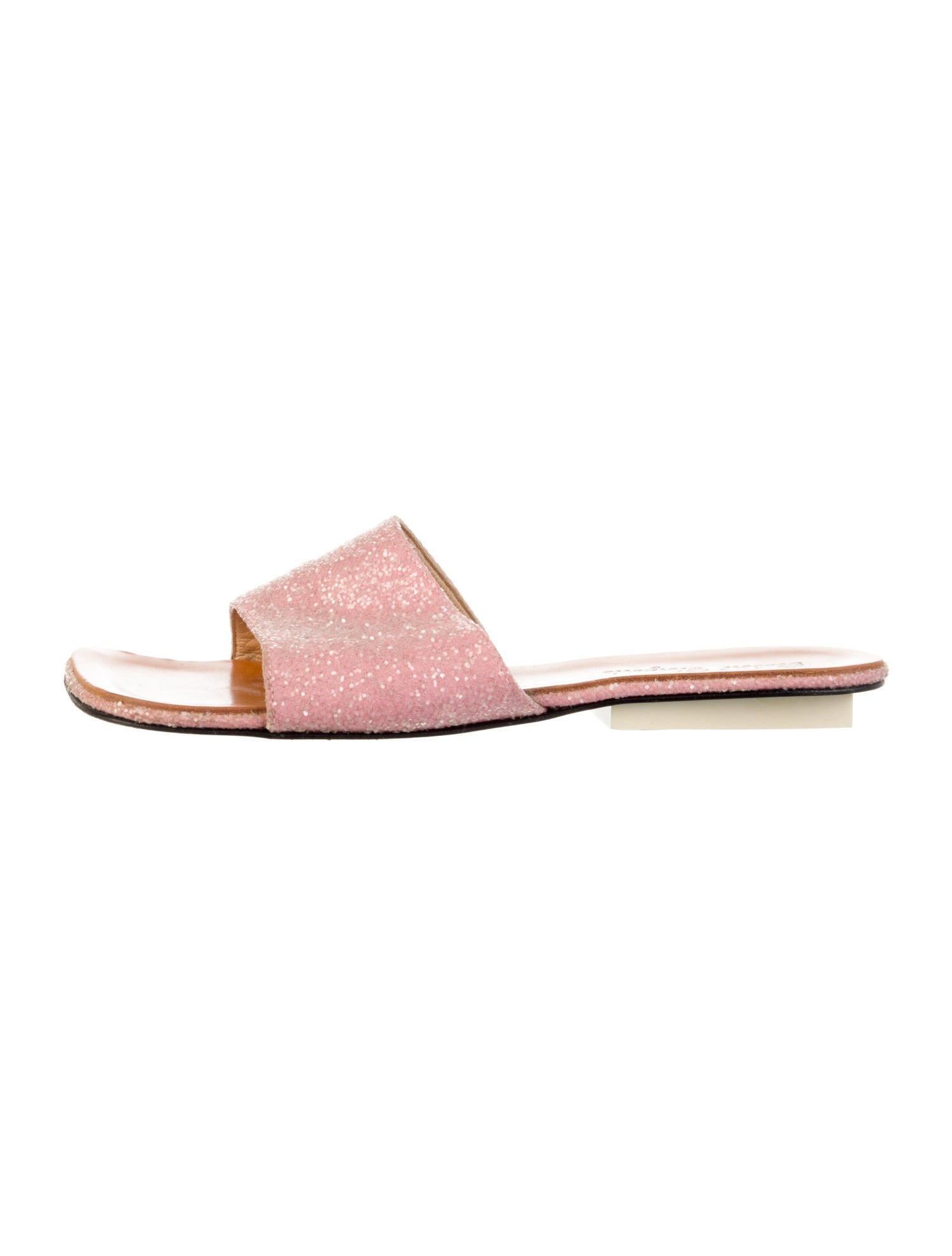Robert Clergerie Leather Glitter Accents Slides