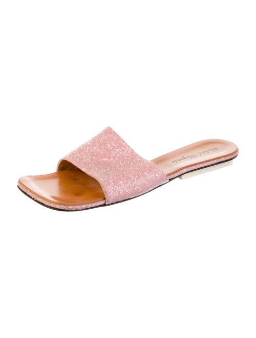 Robert Clergerie Leather Glitter Accents Slides
