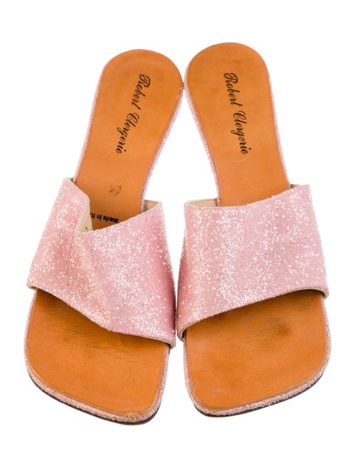 Robert Clergerie Leather Glitter Accents Slides