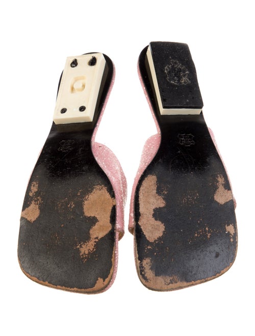 Robert Clergerie Leather Glitter Accents Slides