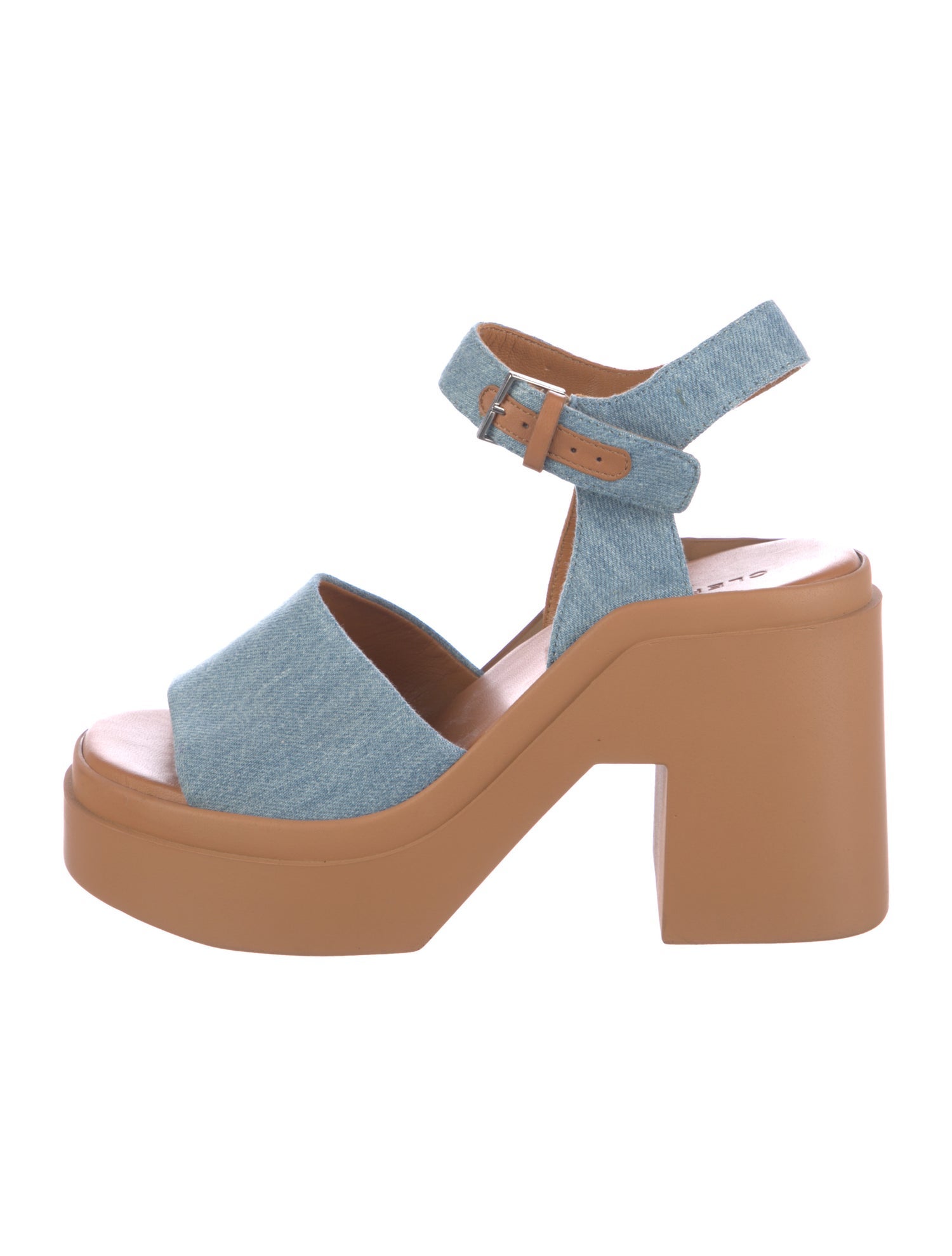 Robert Clergerie Denim Colorblock Pattern Slingback Sandals