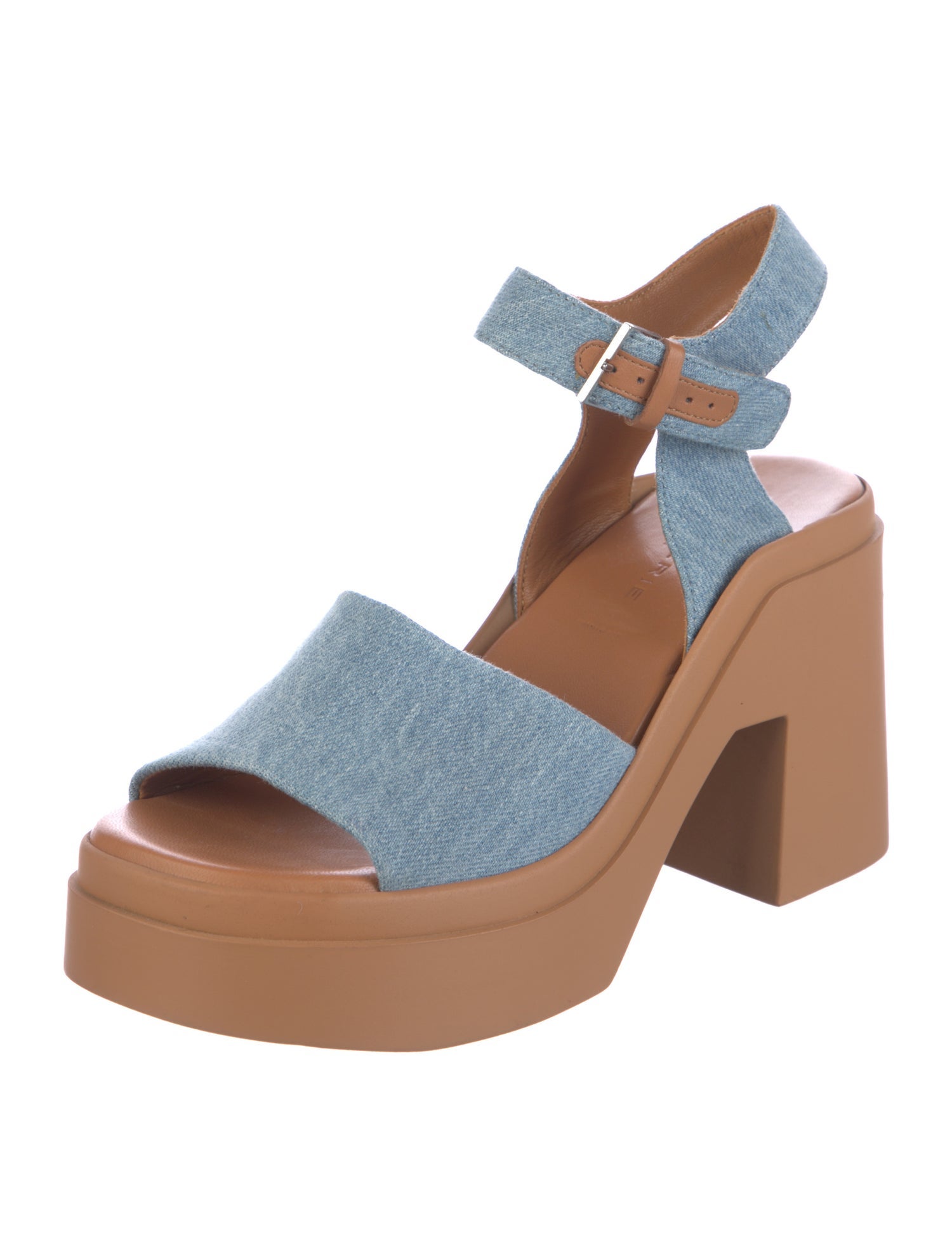 Robert Clergerie Denim Colorblock Pattern Slingback Sandals