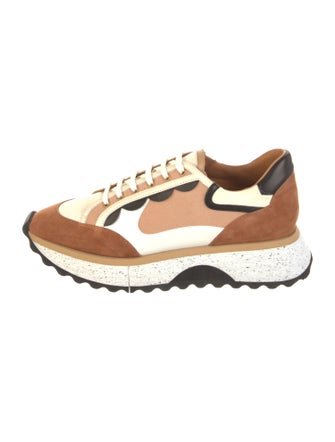 Robert Clergerie Suede Colorblock Pattern Sneakers
