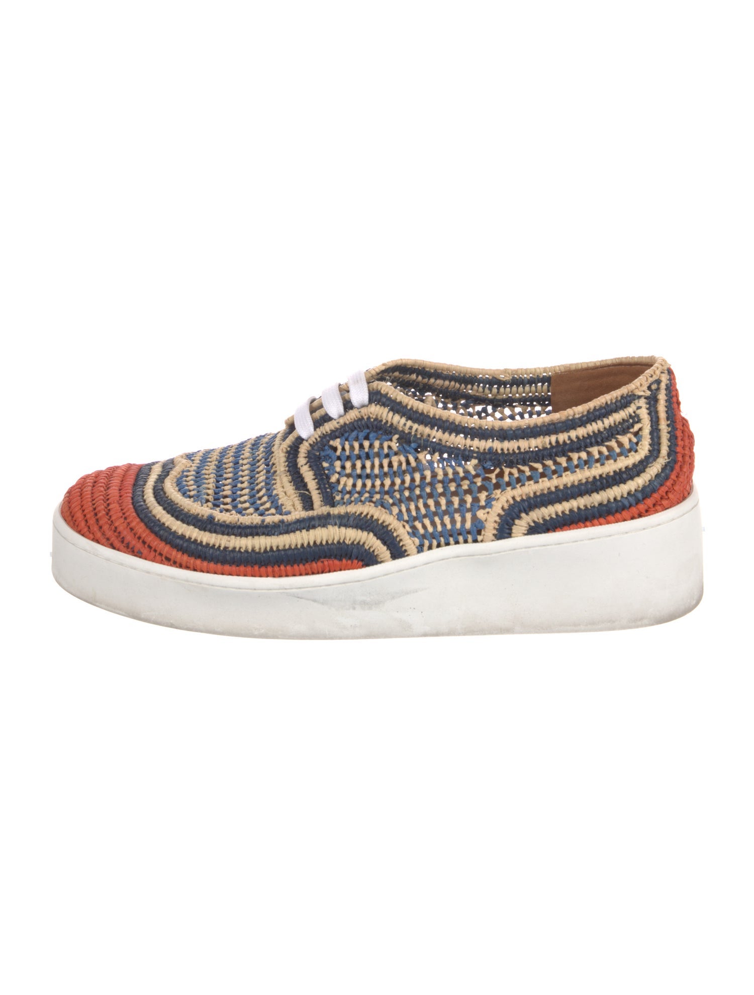 Robert Clergerie Raffia Colorblock Pattern Sneakers