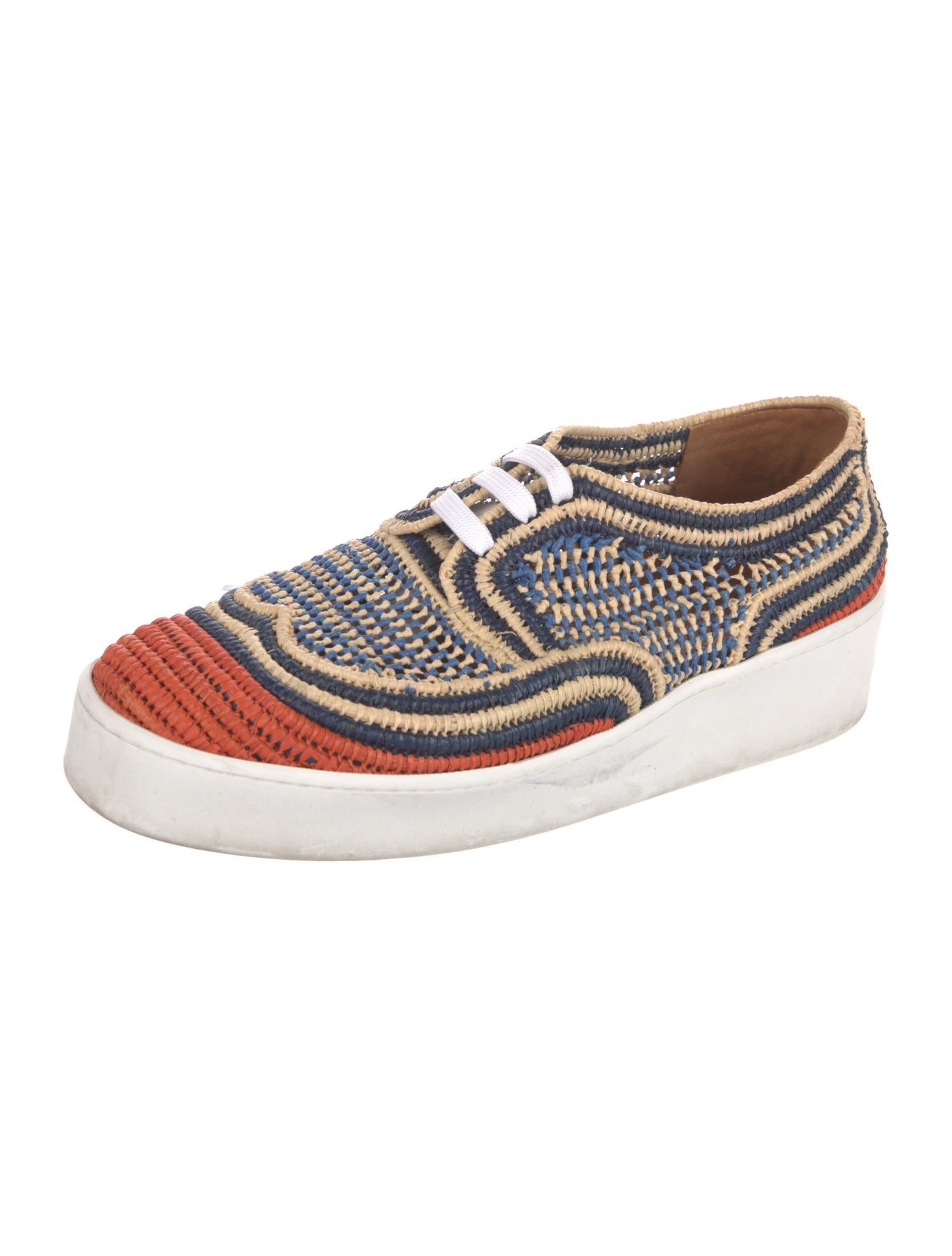Robert Clergerie Raffia Colorblock Pattern Sneakers