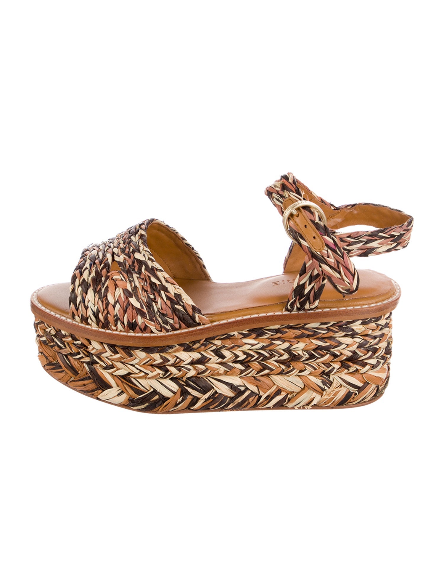 Robert Clergerie Raffia Floral Print Espadrilles