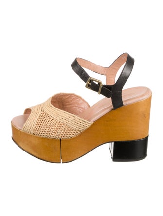 Robert Clergerie Raffia Colorblock Pattern Slingback Pumps