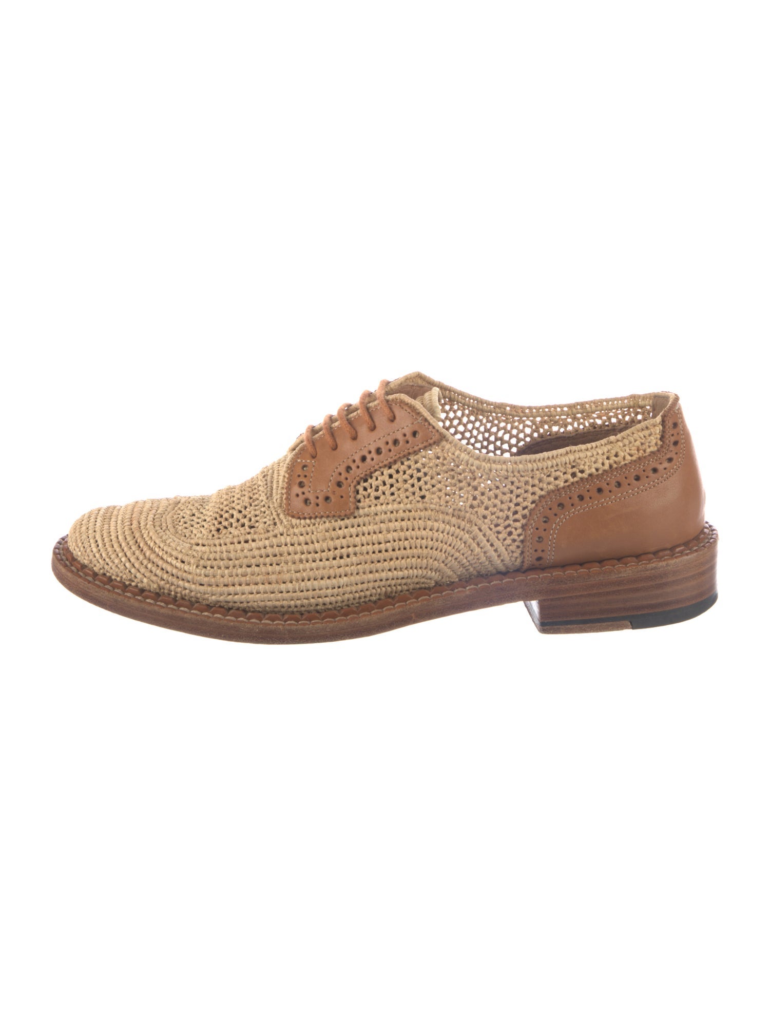 Robert Clergerie Raffia Whipstitch Trim Oxfords