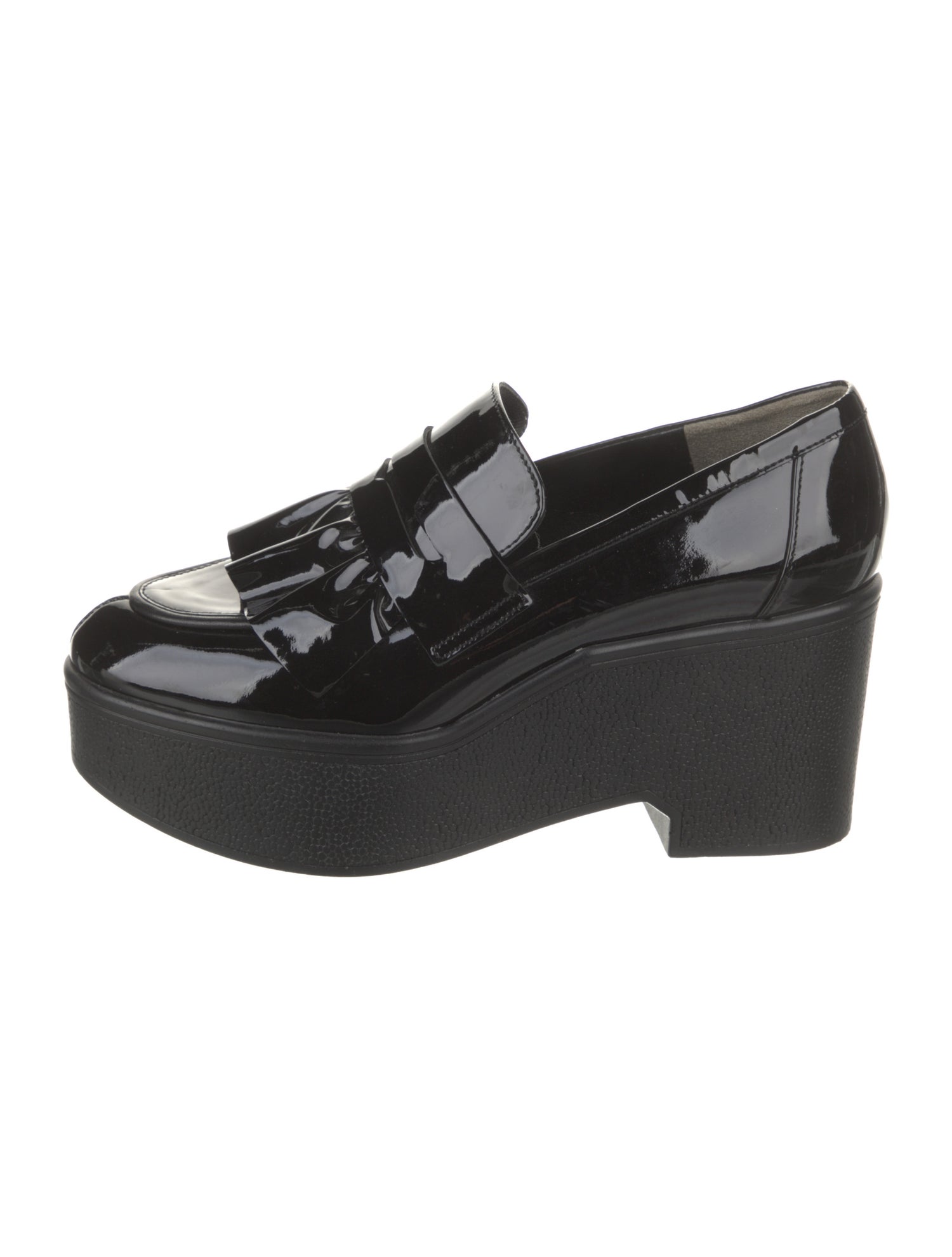 Robert Clergerie Patent Leather Ruffle Embellishment Pumps
