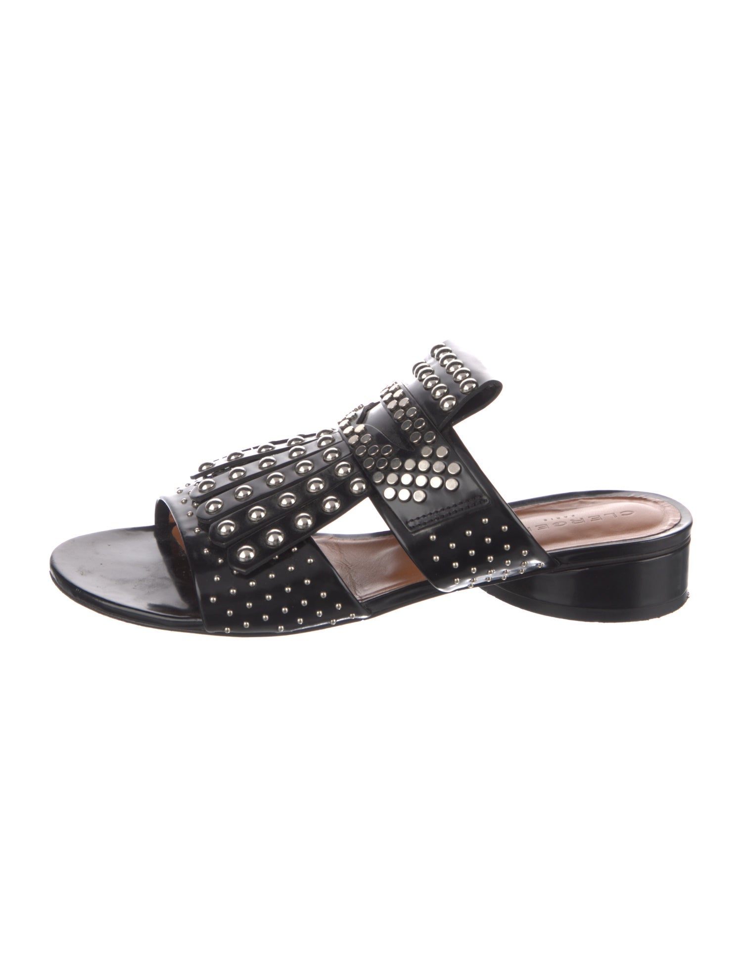 Robert Clergerie Leather Studded Accents Slides