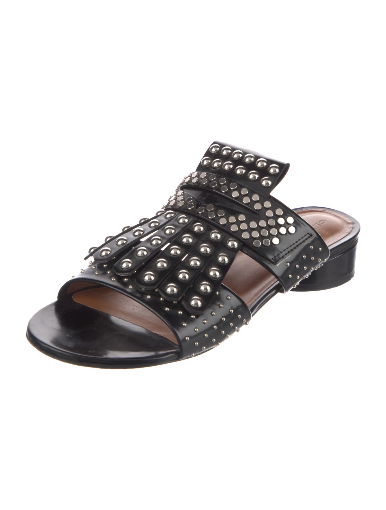 Robert Clergerie Leather Studded Accents Slides
