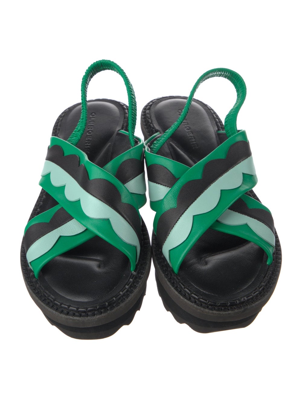 Robert Clergerie Leather Patterned Slingback Flats - image 3