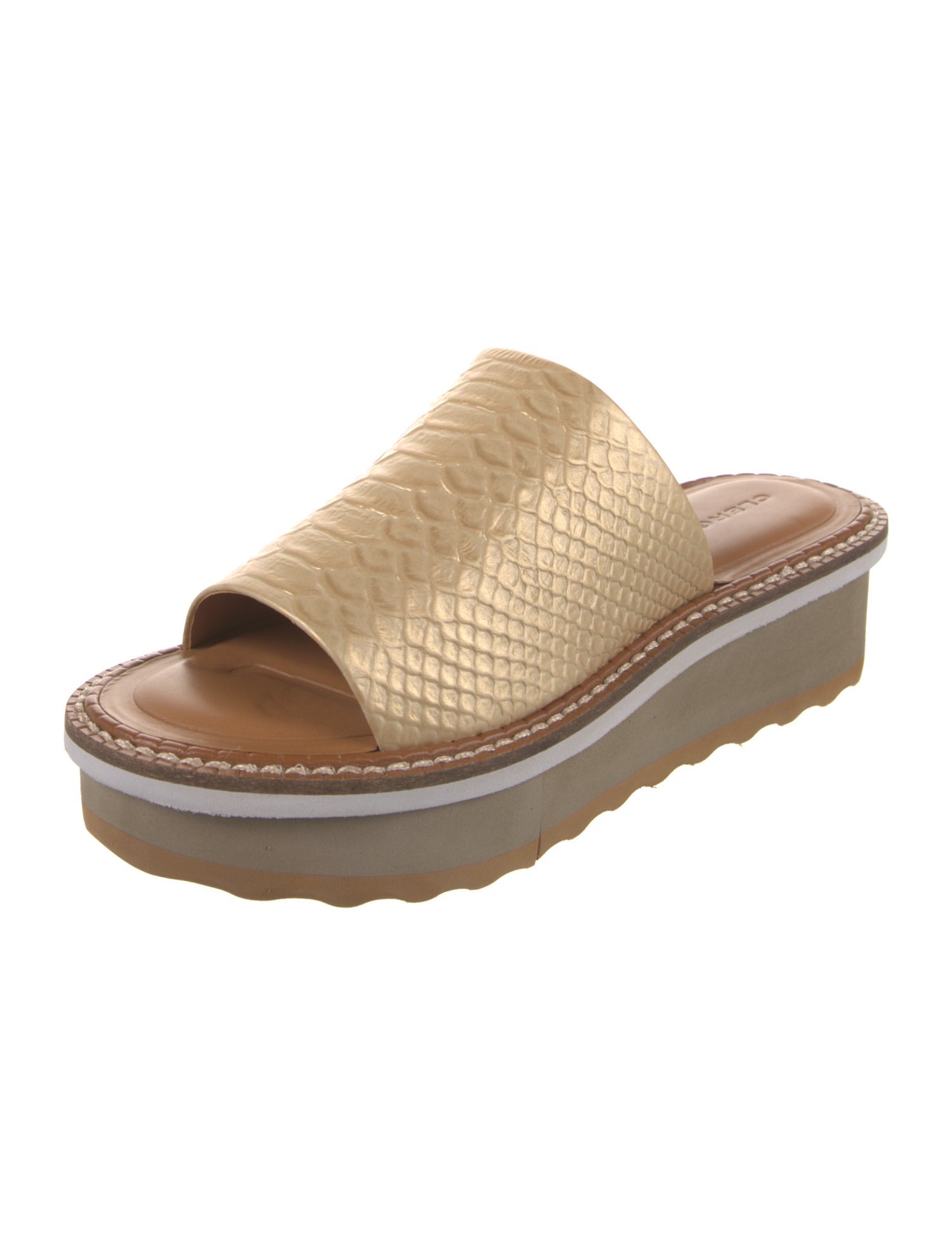 Robert Clergerie Leather Colorblock Pattern Slides w/ Tags