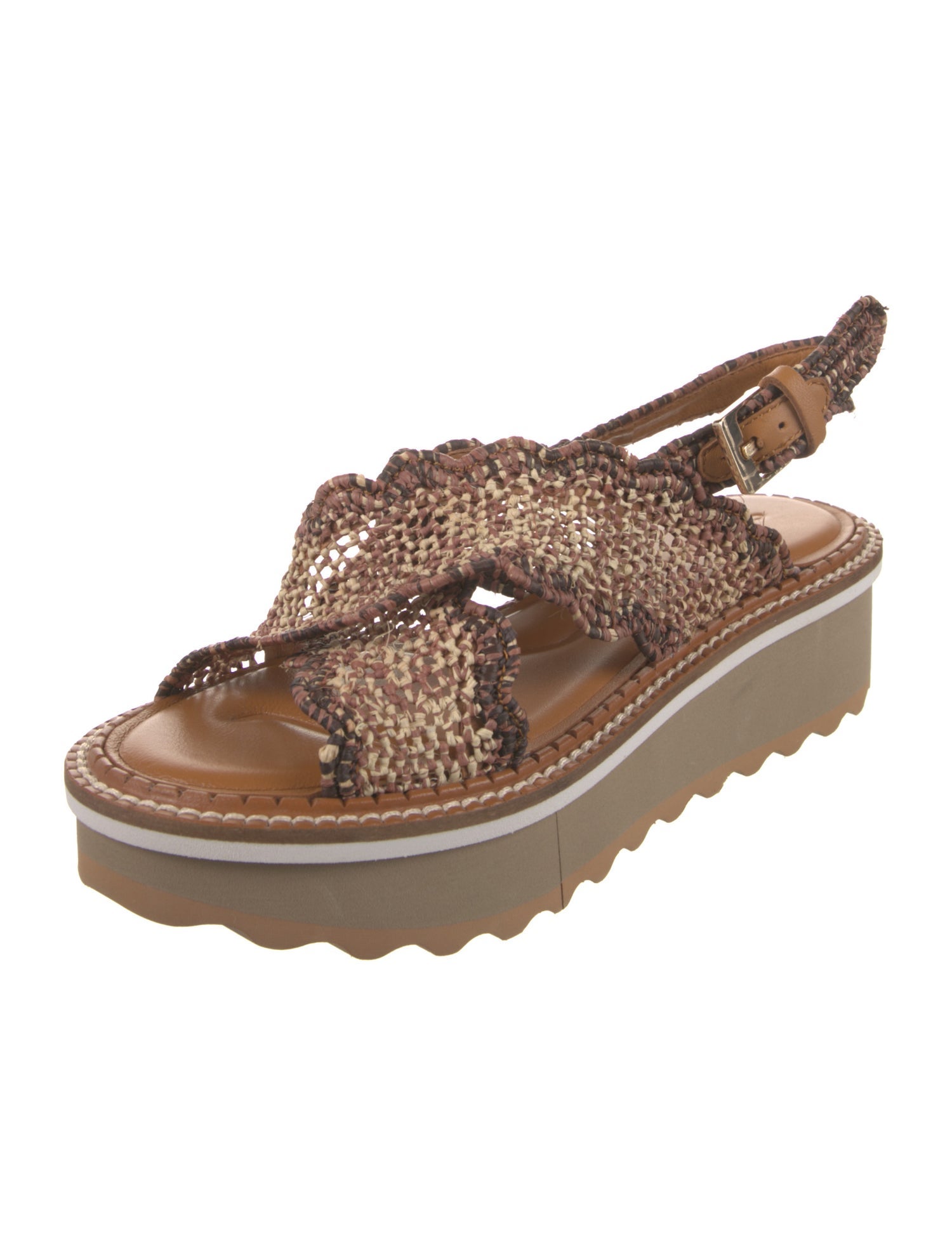 Robert Clergerie Raffia Patterned Slingback Sandals w/ Tags