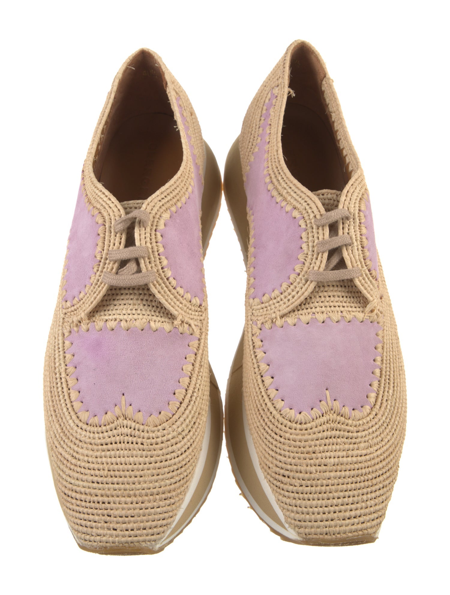 Robert Clergerie Straw Colorblock Pattern Sneakers w/ Tags