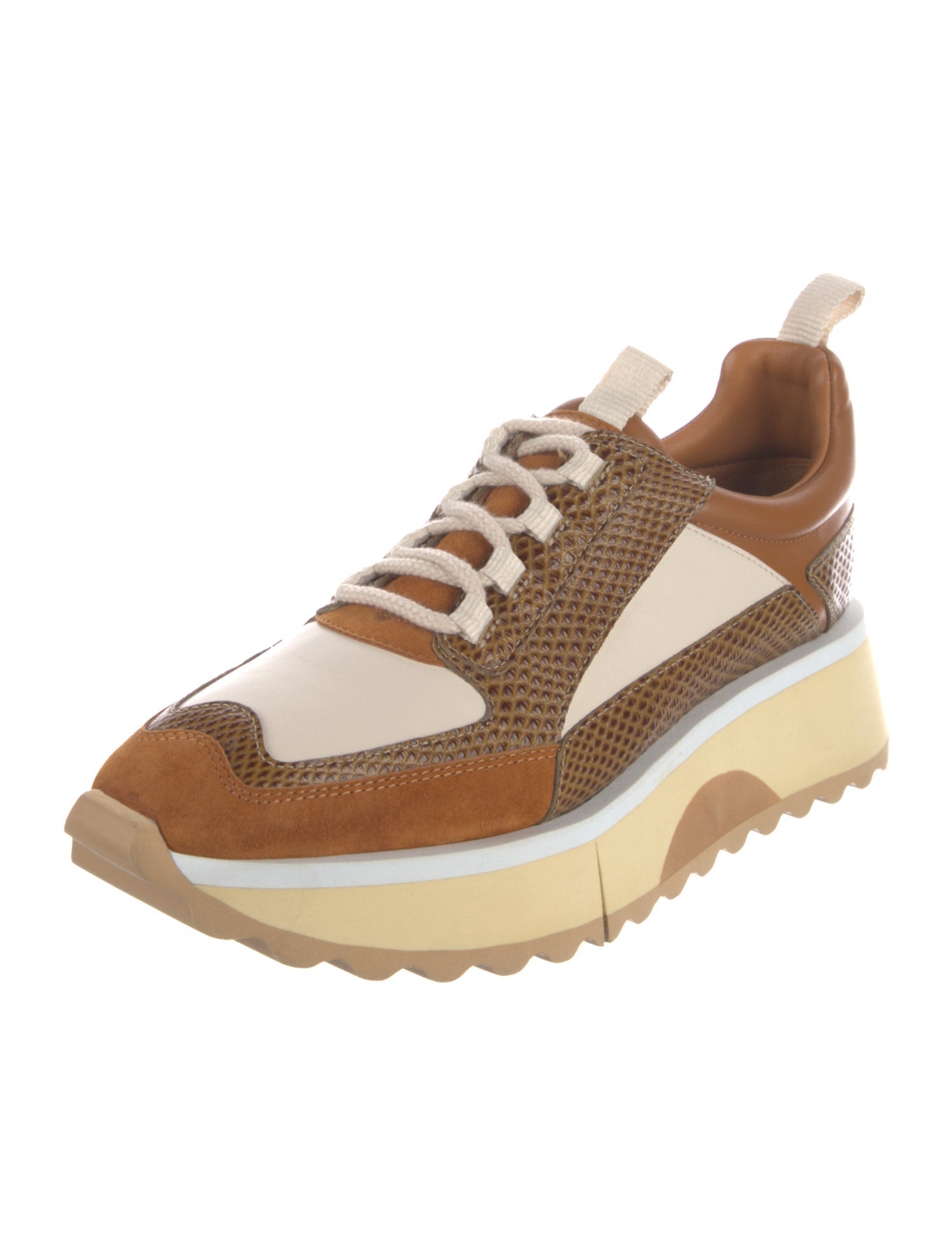 Robert Clergerie Leather Colorblock Pattern Sneakers