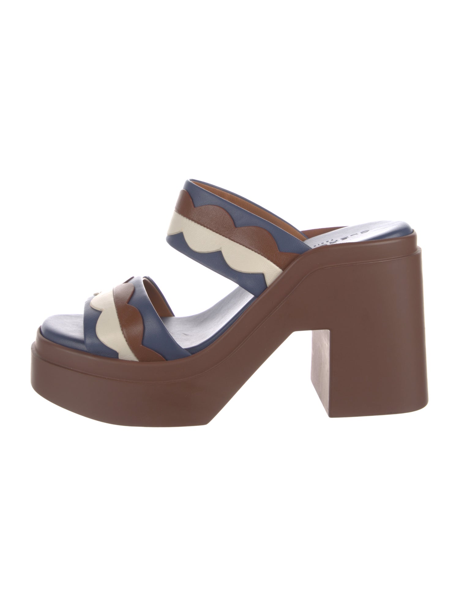 Robert Clergerie Leather Colorblock Pattern Slides