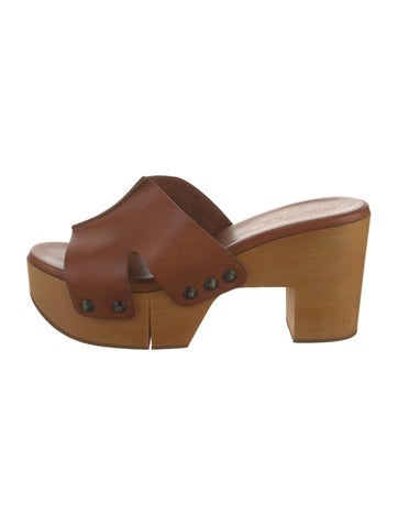Pre-owned Robert Clergerie Leather Slides In Brown