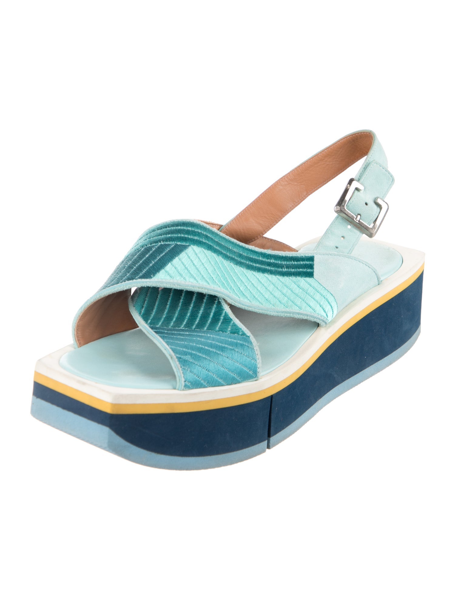 Robert Clergerie Suede Striped Slingback Sandals