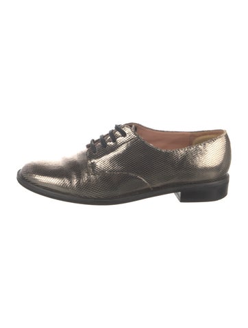 Pre-owned Robert Clergerie Leather Animal Print Oxfords In Brown/metallic