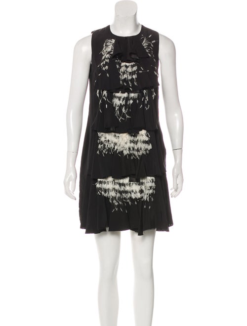 Roksanda Feather-Accented Mini Dress Black