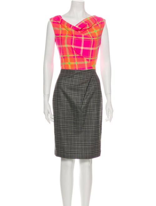 Roksanda Plaid Print Knee-Length Dress Pink