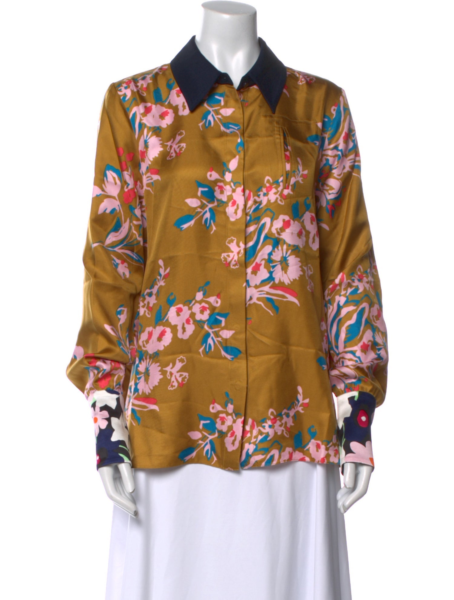 Roksanda Silk Floral Print Button-Up Top